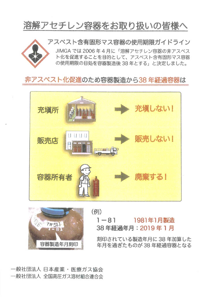 高圧ガスアセチレン容器取扱い